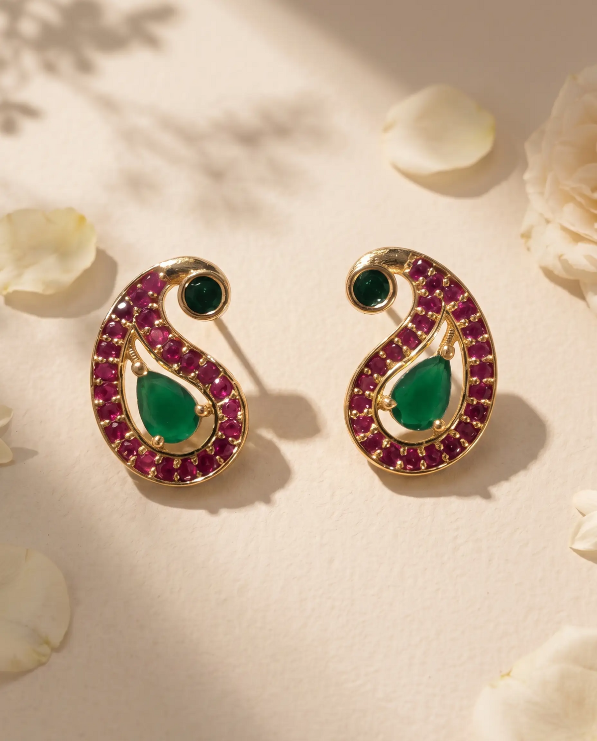 AD Ruby-Emerald Paisley Earrings