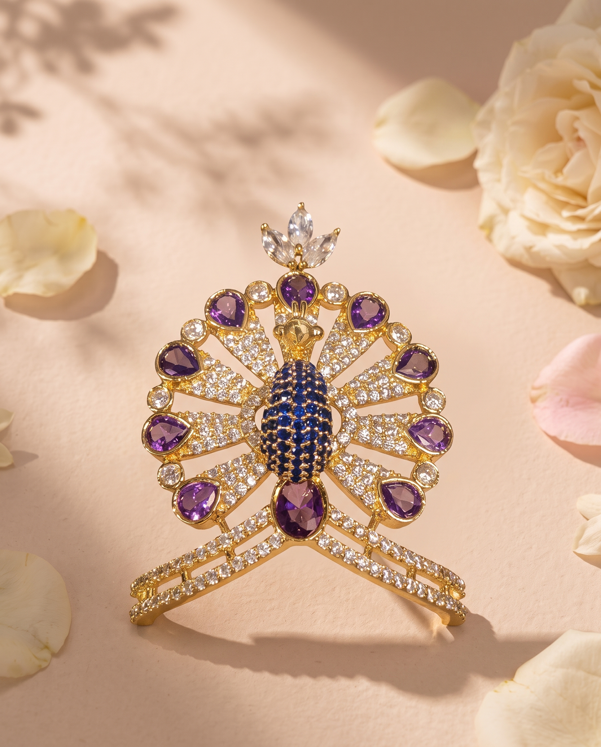 AD Amethyst Peacock Mukut