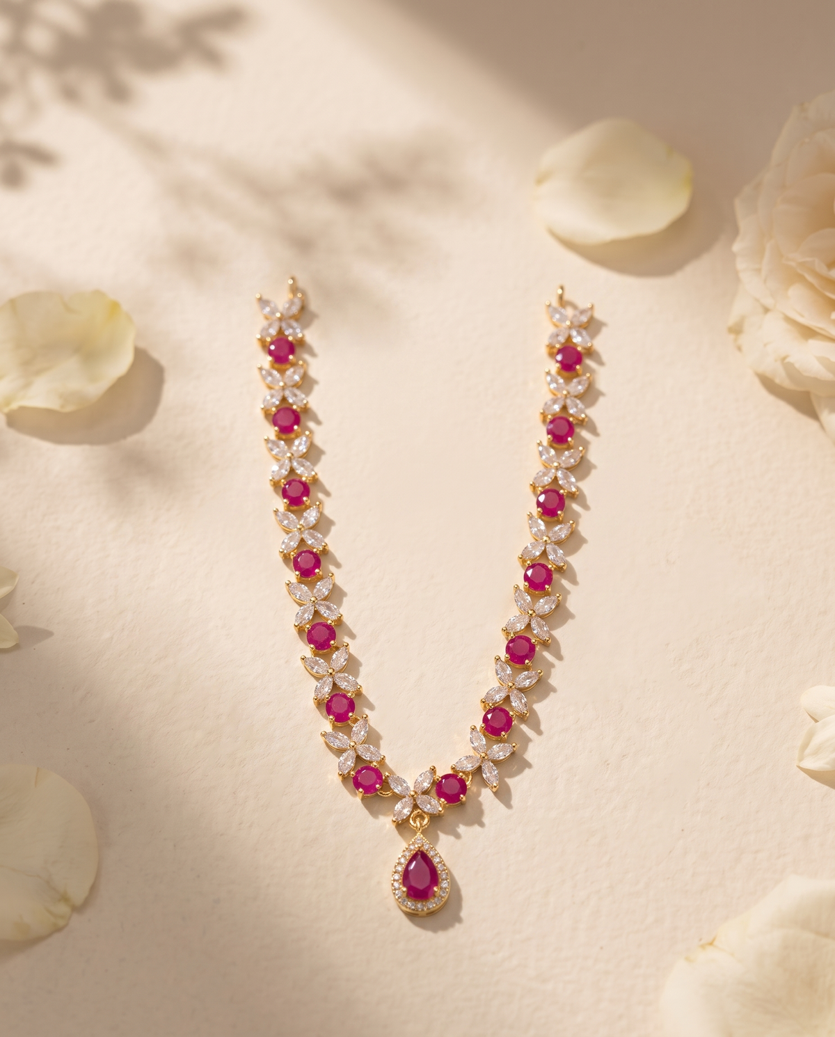 AD Floral Vine Strand Necklace