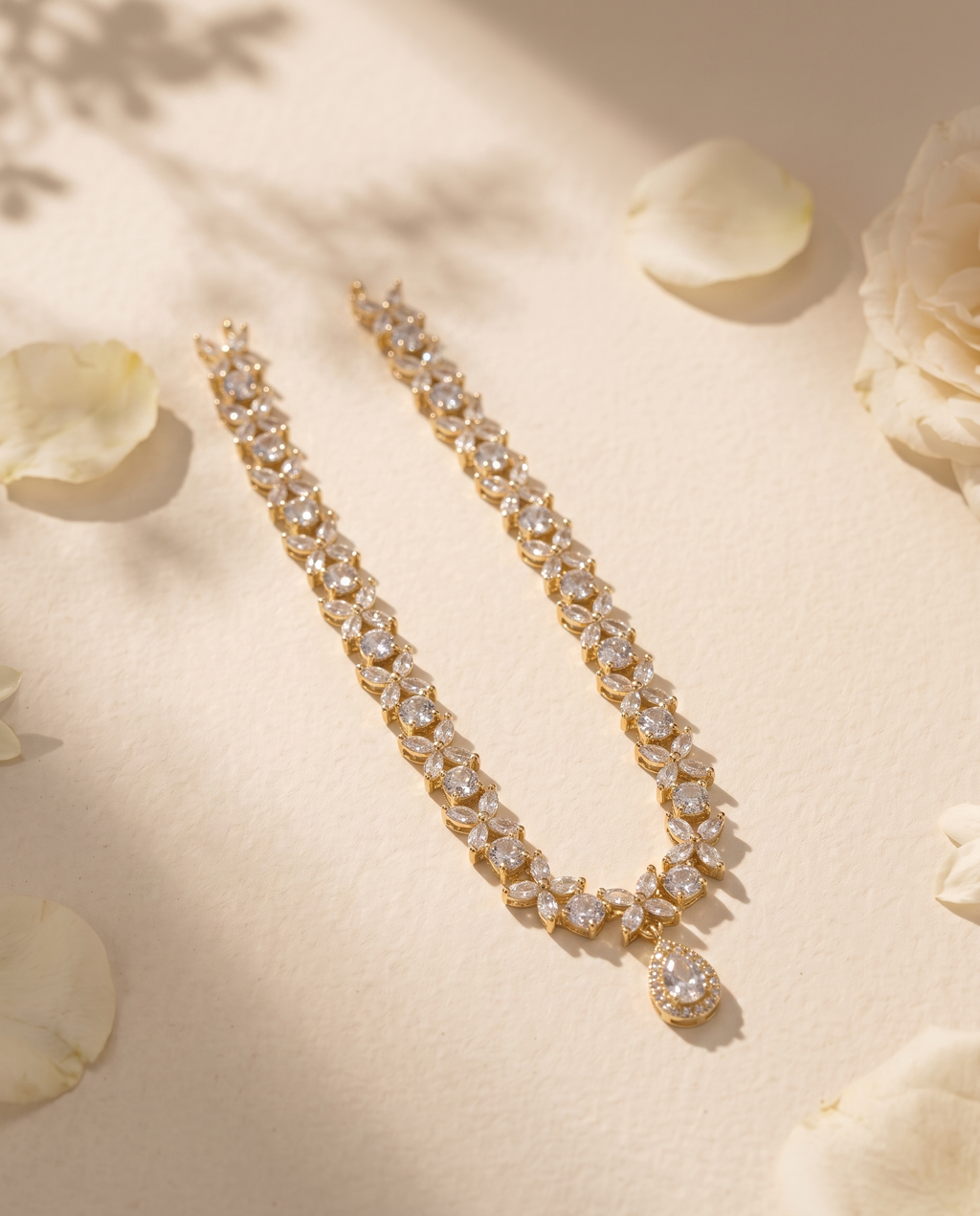AD Floral Vine Strand Necklace